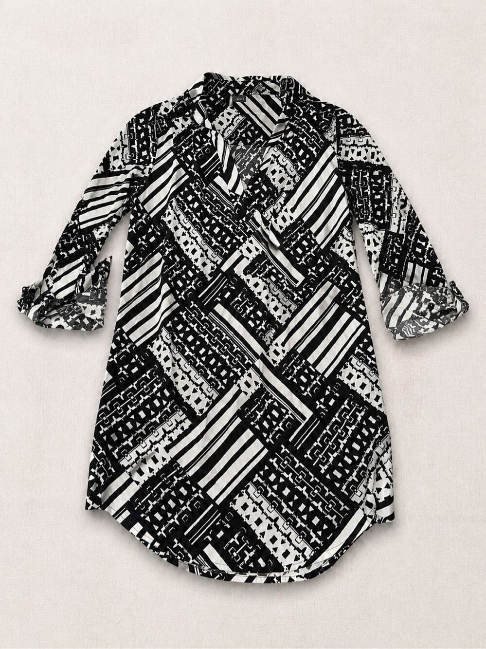 Sparkle & Fade Urban Outfitters Geometric Shirt Dress Tunic Black White S